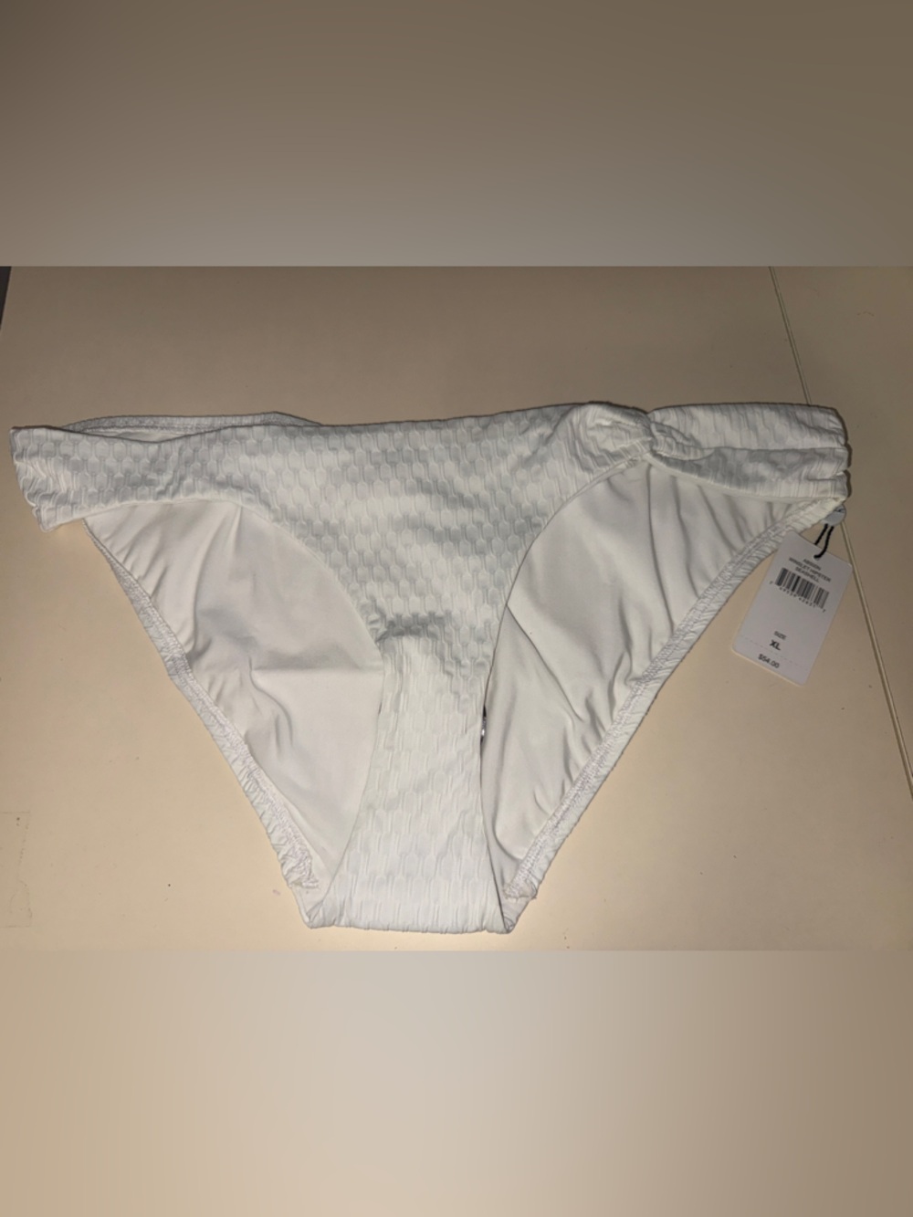White Textured Bikini Bottom